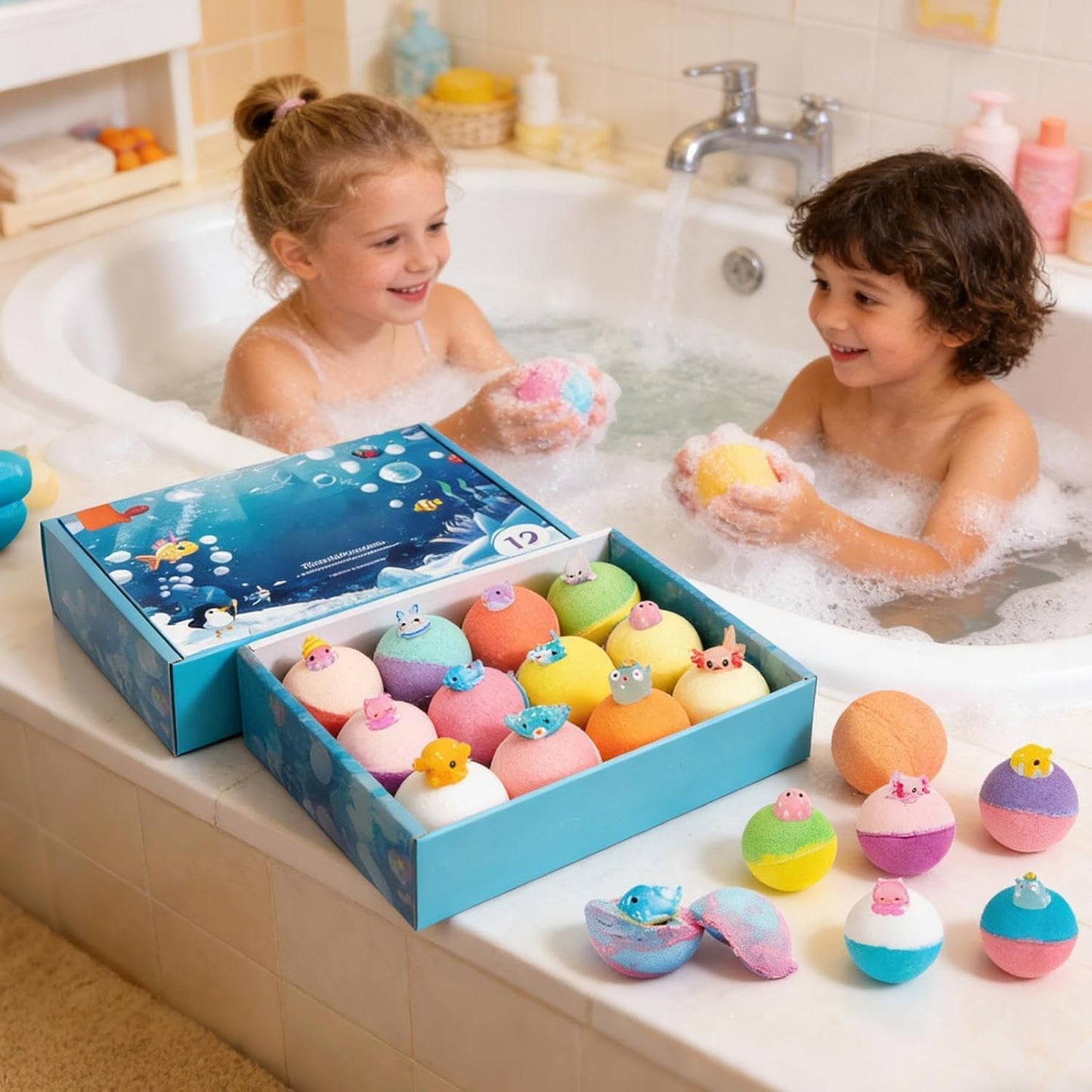 Oceans Toy Bath Bombs Set 2026-12 Pack Bubble Bath Balls with Surprise Toys