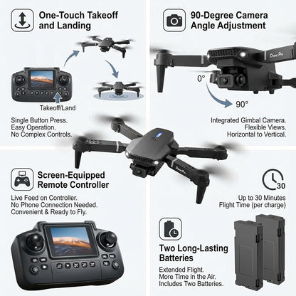 E88 Air Foldable RC Drone with Dual Camera | Remote Control || طائرة بدون طيار قابلة للطي E88 Air مزودة بكاميرا مزدوجة | جهاز تحكم عن بعد