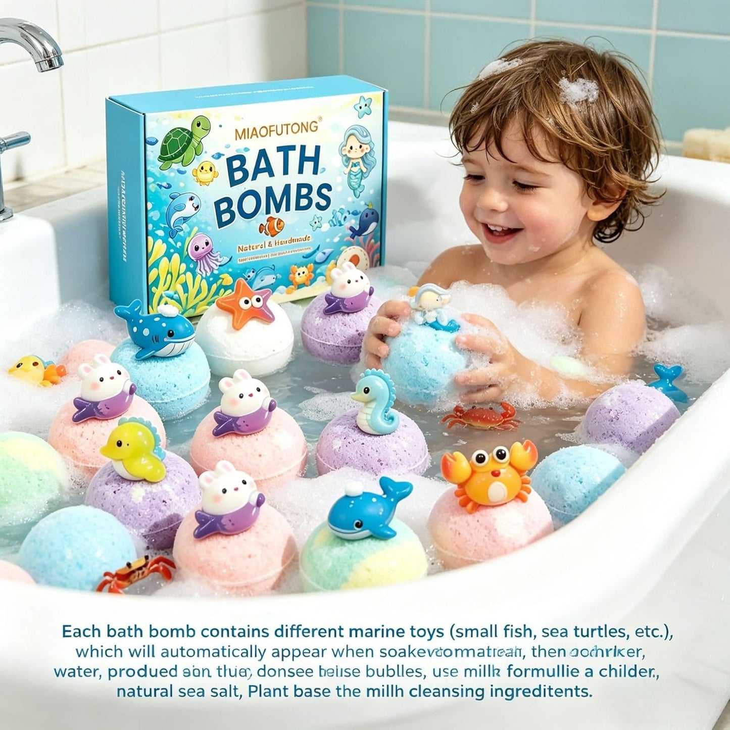 Oceans Toy Bath Bombs Set 2026-12 Pack Bubble Bath Balls with Surprise Toys